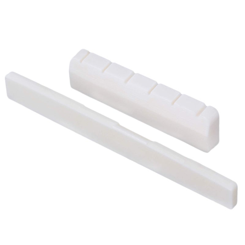 Mxfans White 2 in 1 Bridge Saddle Nut Set 80mm & 50mm for Classical Guitar Replacement Part - Image 1